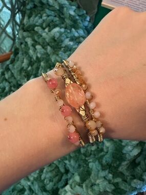 Peach Cuff Bracelet Stack